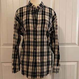 J. Crew Black and Cream Plaid Men's Shirt